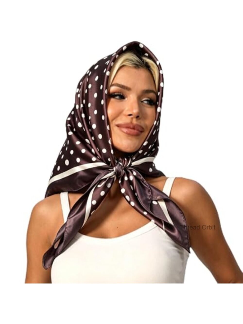 Polka Dot Satin Head Scarf Silky Soft Square Shawl Wrap Hair Neck